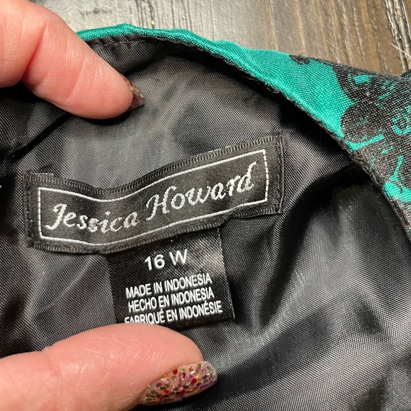 Green print Jessica Howard 16W satin lined dress - Picture 5 of 5